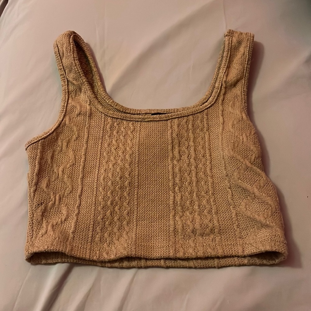 shein brown VERY cropped tank top